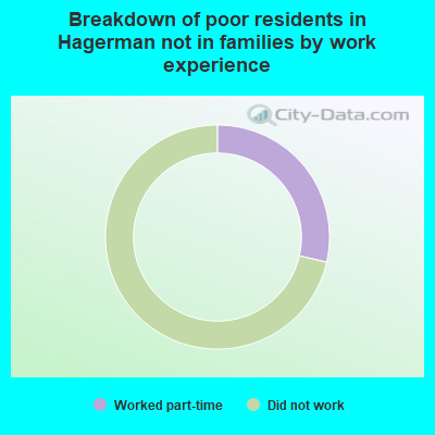 Breakdown of poor residents in Hagerman not in families by work experience